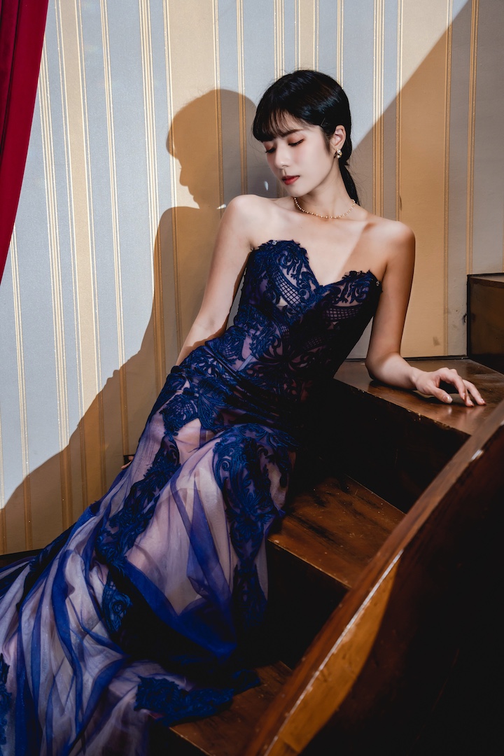 台中婚紗｜魚尾婚紗坐姿棚拍