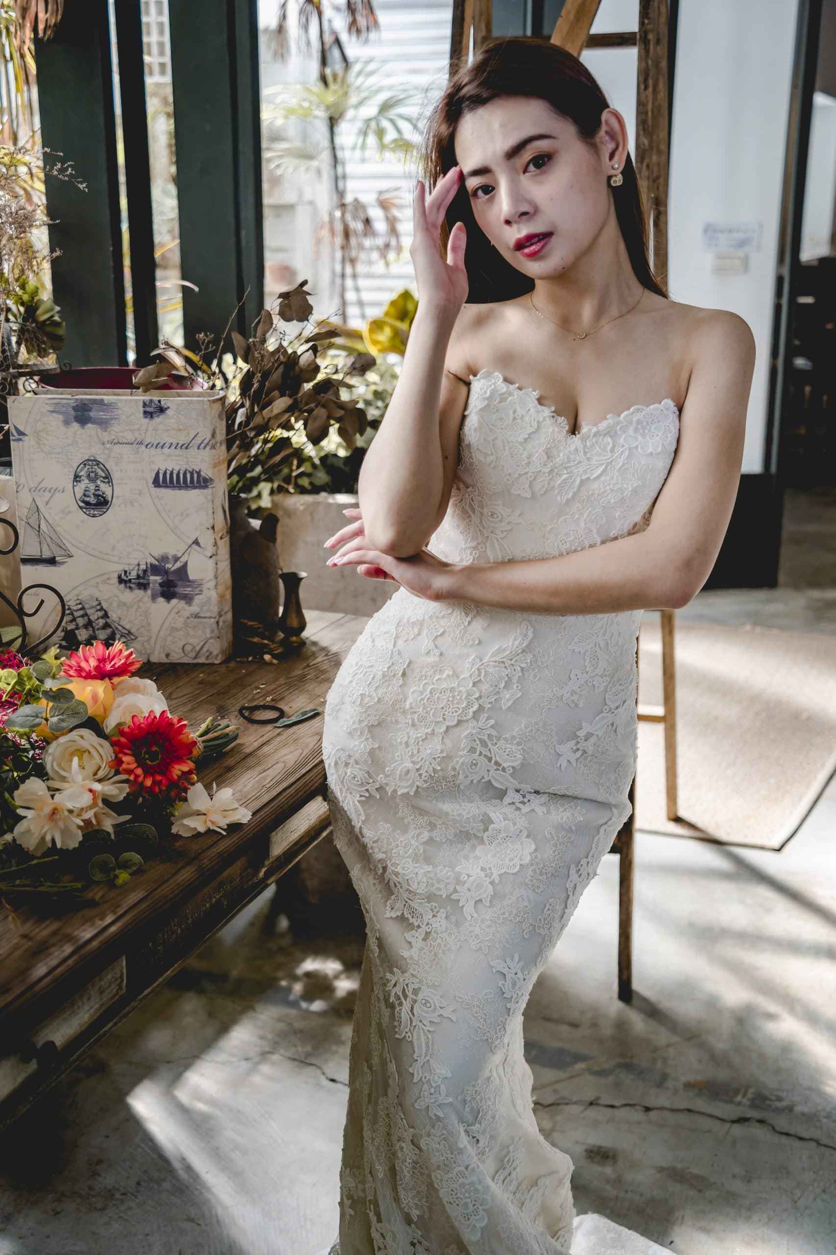 夢幻高級訂製婚紗品牌｜比堤婚紗｜蕾絲刺繡實際拍攝 