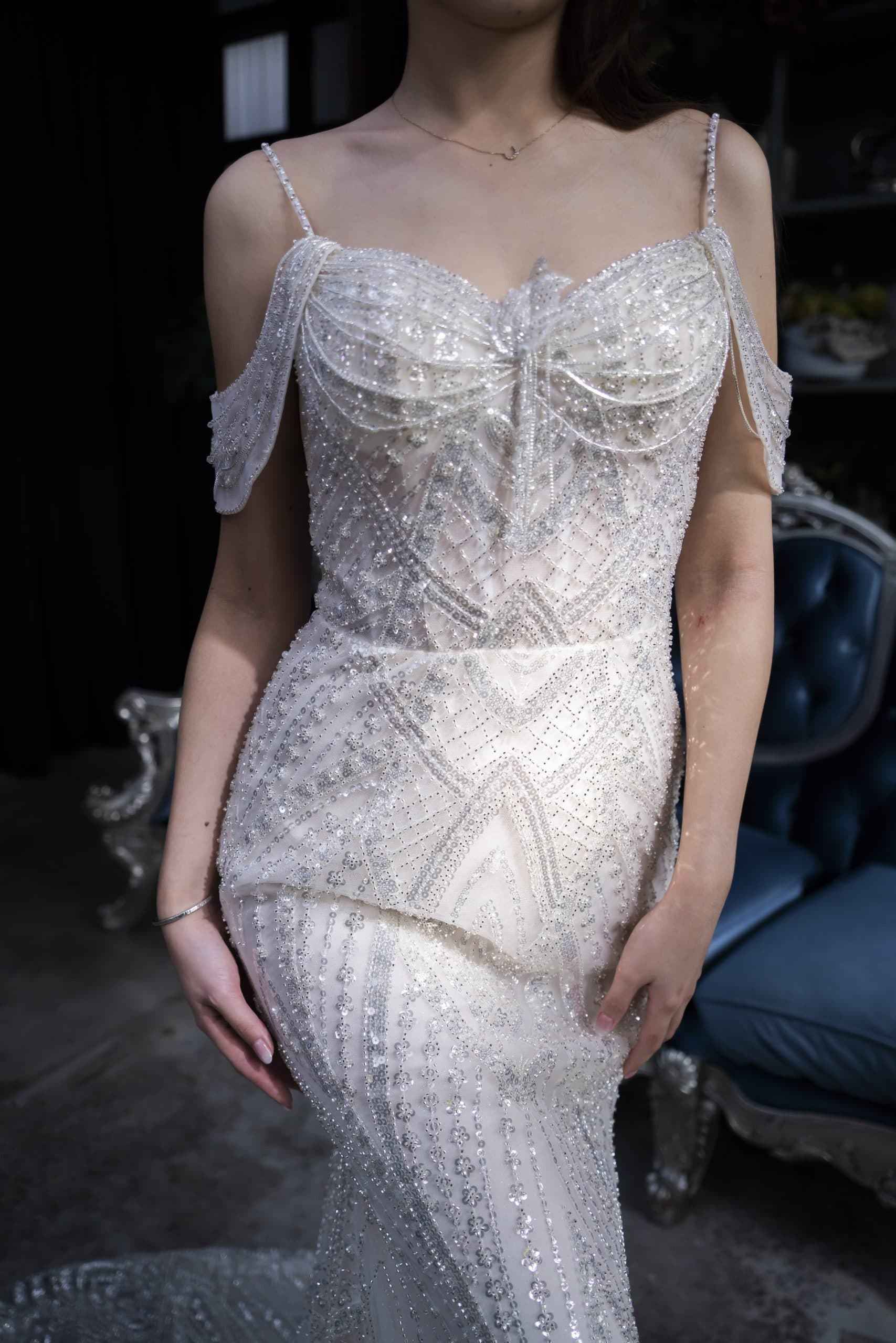 夢幻高級訂製婚紗品牌｜比堤婚紗｜高貴名媛風上身細節 